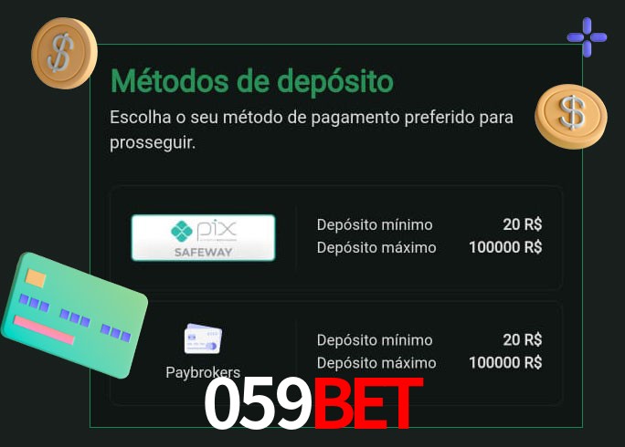O cassino 059Bet oferece uma grande variedade de métodos de pagamento